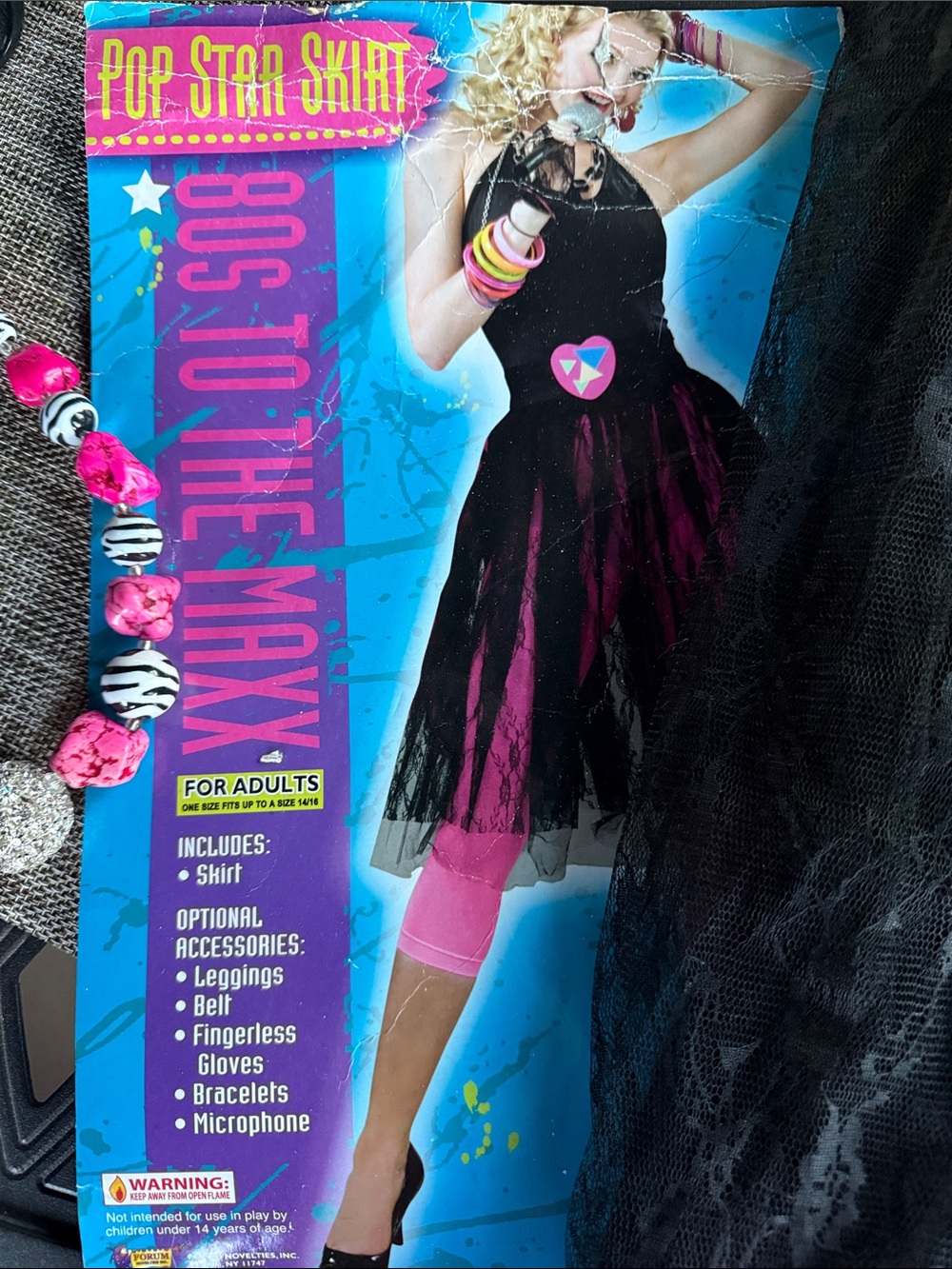 Pop Star 80’s Skirt, (necklace, earrings and sun included)